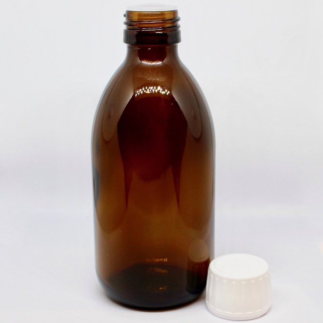 Amber glass bottle & white dripulator cap: 250ml image 0